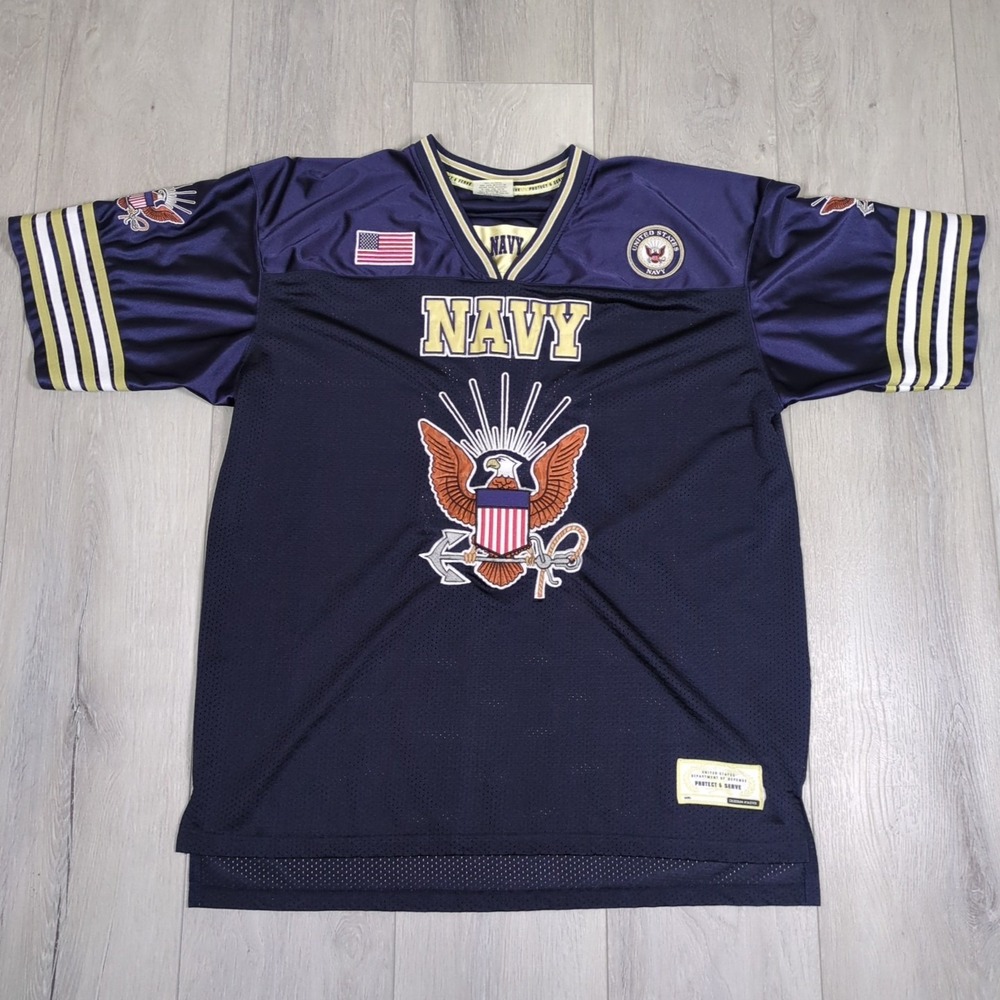 United States Navy Football Jersey Mens XXL Blue Embroidered Colosseum Athletics